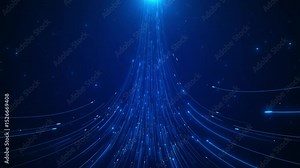 Data sorting. Abstract digital background. Big data visualization. 4k animation. Abstract Technology Background. Binary data and streaming code. 3d animation digital data wave with glowing particles