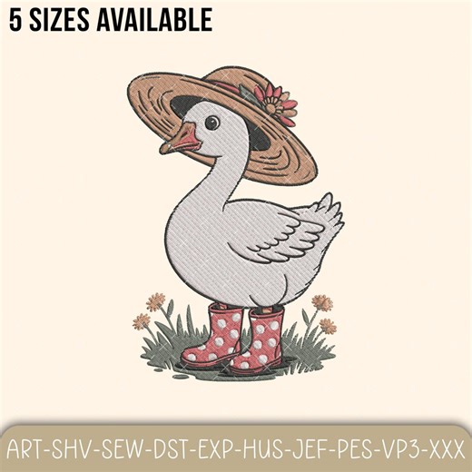 Silly Goose Embroidery Design, Vintage Animal Embroidery Machine File, Farmhouse Gift, Instant Download - Etsy
