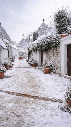 Chissà se quest’anno la vedremo davvero…La neve che cade silenziosa tra i trulli