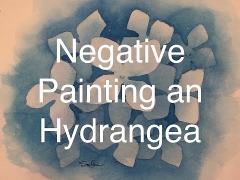 How To Paint in Negative Space in Watercolour Watercolor Hydrangea Blue Tutorial