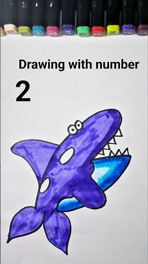 How To Draw Killer Whale Orca With Number 2 | Easy Drawing Tricks With Number 2 #shortsfeed