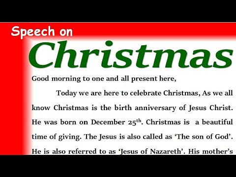 Speech on Christmas Day | Christmas speech in English welcome christmas festival speech