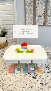 Finding good storage solutions for our kids’ toys to keep us organized makes me so happy! We have this same bin for our regular legos and it works perfectly for the duplo legos too! Comment “ lego ” and I’ll message you the link for this container! I love that this one has the large compartment on the bottom but it also has the removable tray on top for sorting. And the top also being a lego base is such a game changer to keep everything they need together. #toystorage #toyorganization #legostor