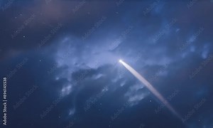 Starry night sky with a shooting star. 4K Video hyperrealistic