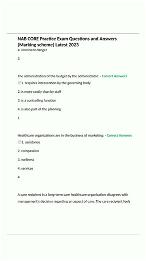 NAB CORE Practice Exam Questions and Answers Marking scheme Latest 20234