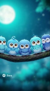 Sora 2 Moon is so bright cute cartoon birds #sora2