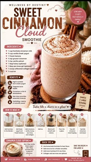 Sweet Cinnamon Cloud Smoothie | Easy Horchata Greek Yogurt Recipe