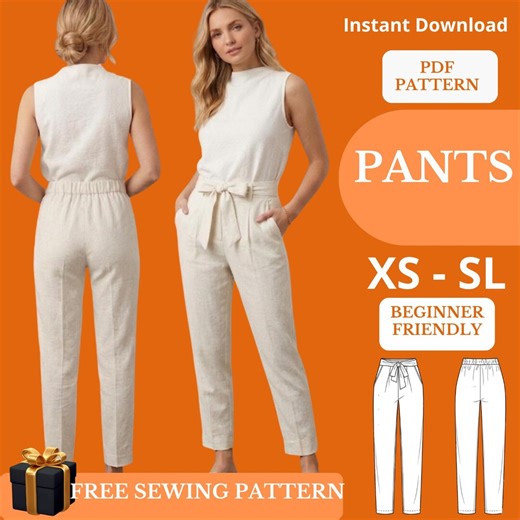 Linen Pants PDF Sewing Pattern | Drawstring Pants | Casual Elastic Waist Trousers | Wide Leg Summer - Etsy