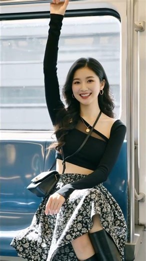 Fashion Style on the Subway Train #beauty