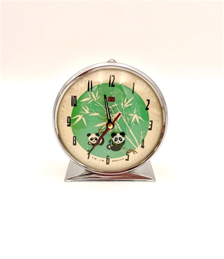 Vintage Animated Panda Alarm Clock Shanghai China 1970s, Mechanical Wind up Desk Clock, Green Bamboo Dial, Retro Kawaii Decor - Etsy