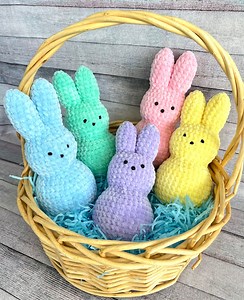 Crocheted Peep Bunny: Handmade Easter Basket Plushie - Etsy