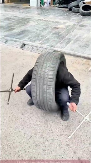 Testing tire quality? Try using it as a helmet! (Testing tire quality)