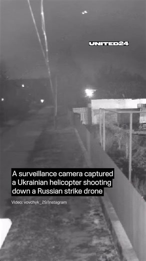 Ukrainian Helicopter Shoots Down Russian Strike Drone #warinukraine