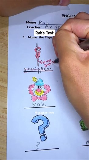 Teacher Tim on Instagram: "Grading my student Rob’s test #asmr #school #test #quiz #teacher"