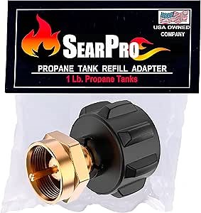1lb Propane Tank Refill Adapter Gas Cylinder Tank Coupler - Universal QCC1 Type1 Fits 1 Pound Propane Tanks - Fill Adapter Throwaway Disposable Bottle – No Filler Hose Or Grill Gauge