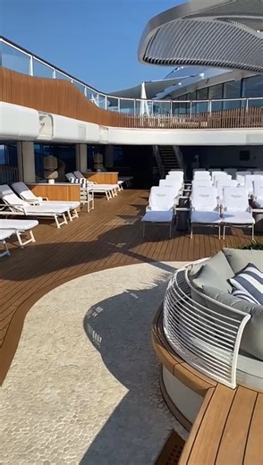 Take a look at the stunning pool deck aboard Oceania Allura! 🌴 Sleek design, tranquil vibes, and endless ocean views 😍this is what it looks like to travel in style 😎 #OceaniaAllura #luxurytravel #TravelInStyle | CruiseKings