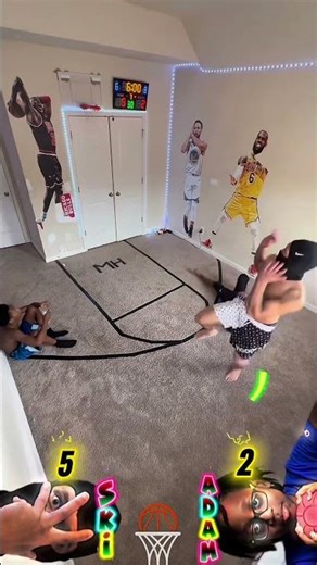 Lil tecca challenges ski in mini hoop basketball