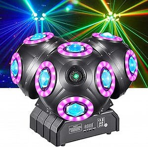Moving Head Light, Gruolin DJ Stage Light 12 * 15W LED RGBW Infinite Rotation Beam with Colorful Halo Effect, DMX & Sound Control for Disco Party Club Bar DJ Stage Lighting 3 Heads