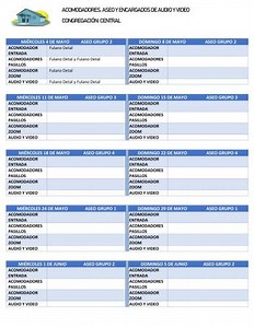 Programa para acomodadores, aseo y audio y video reuniones híbridas.