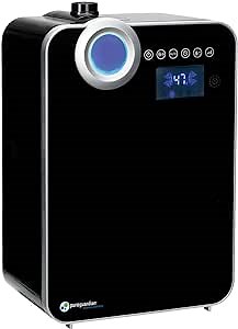 PureGuardian 2-Gallon Warm and Cool Mist Ultrasonic Humidifier with Extension Wand, 120-Hour Run Time on Low, 500 Sq. Ft. Coverage, For Large Rooms, Quiet Operation, Black, H8000B