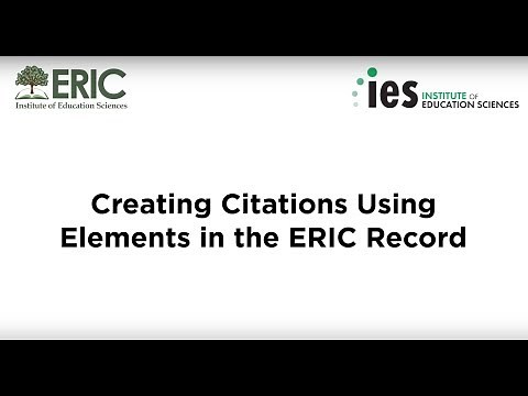 Creating Citations Using Elements in the ERIC Record