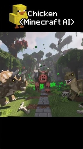 😱 Dinosaur Pig Monster Appears! 🐷🦖 #minecraft #ai #dinosaur #pig