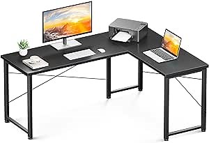 Coleshome 61" L-Shaped Desk - Computer Corner Desk for Home Office, Gaming, Writing & Workstation - Space-Saving, Easy to Assemble