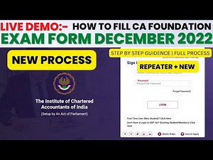 How To Fill CA Foundation Exam Form December 2022 | Step By Step Guidance | Full New Process | EXAM