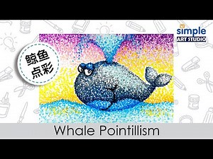 Whale | How to draw whale with pointillism technique | Step by step | Simple Art Ideas [Eng Sub]