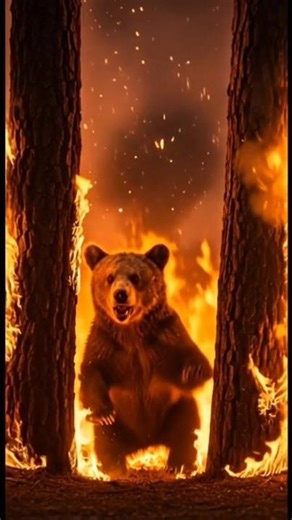 AI Epic: White Lion Rescues Baby Bear from Forest Fire 🦁🐻🔥 | Cinematic Short#shorts