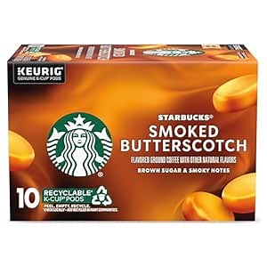 Starbucks K-Cup Coffee Pods, Smoked Butterscotch Flavored Coffee for Keurig Brewers, 100% Arabica, Limited Edition, 1 Box (10 Pods)
