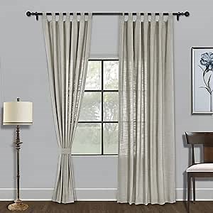 Fcosie Linen Curtains Tab Top Room Darkening Curtains Extra Wide 100 Inches Drapery Panel Privacy Protecting Window Panel Drapes for Nursery Girls Boys Kids Room (100W x 102L in, 1 PC, Fog)