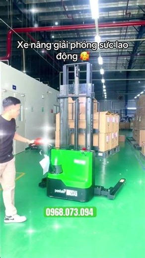 Xe nâng tay điện chân rộng 1.5 tấn nâng pallet 2 mặt #xenang #automobile