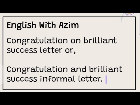 congratulation on brilliant success informal letter