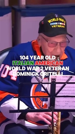 This is so awesome 🇮🇹🇺🇲👍✌️👌❤️ 104 year old WWII veteran Dominick Critelli plays the National Anthem at the New York Islanders game PS he played the whole anthem Dominick also joined us at the NIAF 50th Anniversary Gala where he was proudly recognized on our stage for his service, his talent, and his extraordinary life. Born in Calabria, Dominick proudly represents the strength and heritage of the Italian American community. Via NiafItalianAmerican #Italian #ItalianAmerican #hero | The Posi