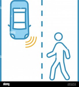 Autonomous car detecting pedestrians color icon. Driverless auto on the road. Self driving automobile tracking objects position with video camera. Iso Stock Vector Image & Art - Alamy