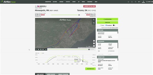🔴 The approach path of Delta Connection Flight 4819. We continue to monitor the situation in Toronto. via AirNav Radar | Airways Magazine