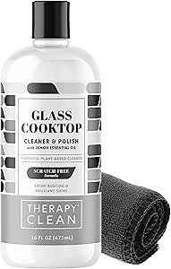 Therapy Glass Cooktop Cleaner Bundle with Microfiber Cloth - Glass Stove Top Cleaner and Polish for Ceramic, Electric, Induction and Flat Top Surfaces