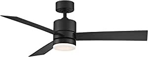 Modern Forms Axis Smart Indoor and Outdoor 3-Blade Ceiling Fan 52in Matte Black with 3000K LED Light Kit and Remote Control works with Alexa, Google Assistant, Samsung Things, and iOS or Android App