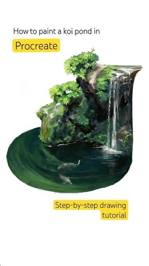 Draw Koi Pond Illustration in Procreate. Step-by-step drawing tutorial. #drawingtutorial #howtodraw