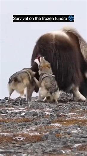 Musk Ox Turns the Tables on an Attacking Wolf 🐺