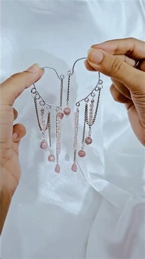 DIY Baby Pink & Silver Chain Ear Cuff Tutorial! 🌸✨ (No Piercing Needed)