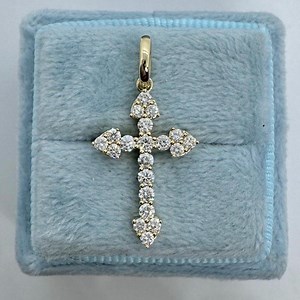 Diamond Cross Pendant, Genuine Diamond Cross, Catholic Cross Necklace 14K White Gold, Small Diamond Cross Natural Diamonds - Etsy