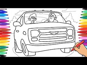 DRAWING AND COLORING DISNEY ONWARD - HOW TO DRAW ONWARD VAN WITH IAN AND BARLEY LIGHTFOOT