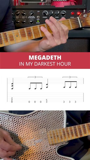 Megadeth In My Darkest Hour riff guitar tutorial - exercise with tabs!