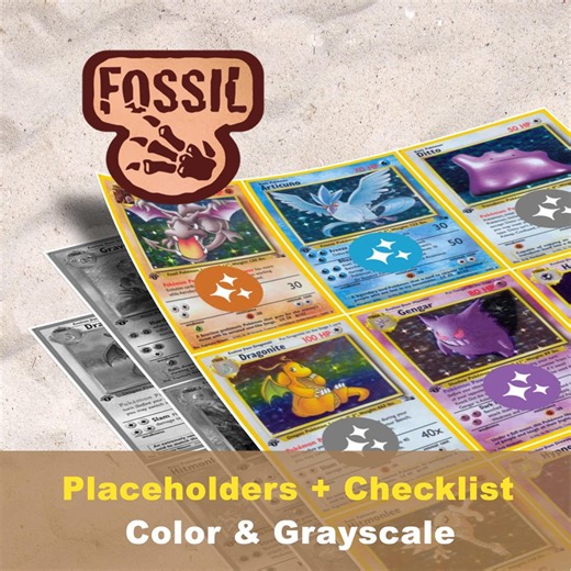 Pokémon Fossil Placeholders Printable Master Set, Pokemon Binder Inserts   Checklist - Etsy