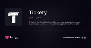 Adicionar Tickety | The #1 Discord Bot and Discord App List