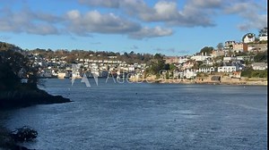 Dartmouth seaside town in Devon tourist hot spot 120fps sunny day looking across the dart river UK 4K