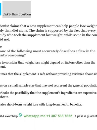Pass your LSAT exam now .... what is the answer to the Flaw question ? comment below #prelaw #lsatprep #lsatpreparation #blueprintlsat #lsatpreparation #logicalreasoning #lsattips