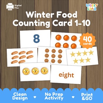 Winter Food Counting Cards 1-10 | Number Match Game & Math Center